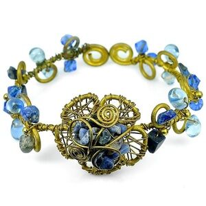 Handmade Brass‎ Bangle Bracelet with Agate